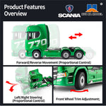 Huina Toys 1501 PRO 1502 1/18 2.4G 19CH Scania 770S Official Licensed Tractor Semi-Truck Trailer RC Car Cool LED Light Full Proportional Remote Control RTR Vehicle Models