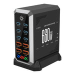 [GaN Tech] 660W 10-Port USB PD Charger 6USB-C+4USB-A QC 140W PD 3.1 Fast Charging Desktop Charging Station for iPhone 16 16 Pro 15 14 13 Pro Max for MacBook Pro for Airpods for Apple Watch  for iPad