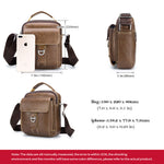 LinkMejor Genuine Leather Men's Messenger Bag Casual Crossbody Handbag Gift for Man Business Shoulder Bag