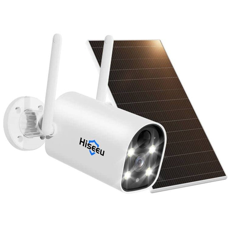 LinkMejor C40 4MP 2.5K Solar Powered Security Camera Rechargeable WiFi Outdoors Camera Color Night Vision Motion Detection Spotlight/Siren Alarm CCTV Surveillance Camera Work with Alexa