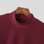LinkMejor Mens Half-collar Solid Knitted pit-stripe Short Sleeve T-shirt