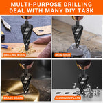 5pcs HSS Spiral Step Drill Bit Set Four Flute 1/8 to 1-3/8 Inch High Speed Steel Hex Shank for Stainless Steel Aluminum Wood Plastic Metal Hole Drilling Tools
