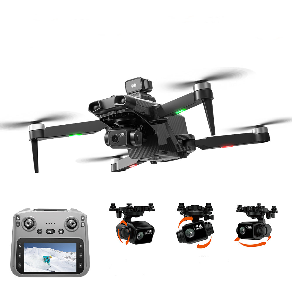 LinkMejor RG808 PRO GPS 5G WiFi FPV with 4.3inch LCD Screen Controller 720P HD Dual Camera 3-Axis EIS Gimbal 360° Obstacle Avoidance Brushless Foldable RC Drone Quadcopter RTF