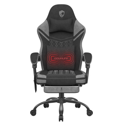 Douxlife GC-RC05 Fabric Gaming Chair Massage with Pocket Spring Widened Cushion High Back Ergonomic Footrest Lumbar Support Upgraded Office Chair