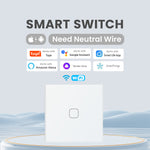 86 Type Tuya WiFi Touch Smart Switch Voice Control APP Control Timer Function Work with Amazon Alexa Google Assistant [Neutral Wire]