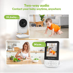 MC628A Wireless Baby Monitor 2.8 Inch Screen Two Way Audio Night Vision Temperature Monitoring 2X Zoom 22H Battery Video Monitoring Pet Baby Surveillance Secure Connection