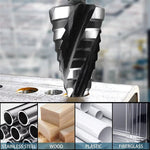 High Speed Steel Titanium Step Drill Bit Set 3PCS Spiral Flutes Hex Shank for Metal Works Drilling