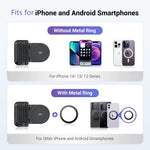 LinkMejor Snapgrip Magnetic Phone Grip Stand with bluetooth Remote 17 Heavy-Duty Magnets 5.1lbs MagSafes Tripod Mount 180°Rotation for iPhone 16 15 14 Vlog Selfie Video