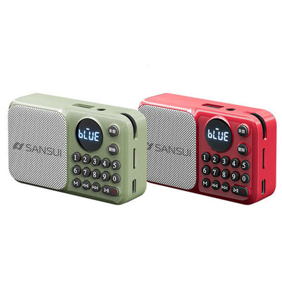LinkMejor U1 FM Radio Portable bluetooth Speaker Built-in Dual Magnetic Speakers Support TF Card U Disk 3.5mm AUX Playback Rechargeable Digital MP3 Player with Lanyard
