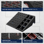 LinkMejor Pair 6 inch Rubber Curb Ramp Non-Slip Driveway Threshold Ramps With Textured Surface for DIY Car Maintenance Wheelchairs Lawn Mowers Motorcycles