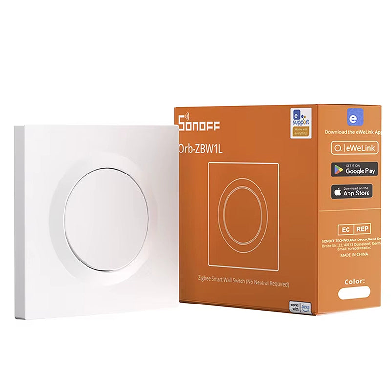 LinkMejor Orb-ZBW1L Zigbee3.0 Smart Wall Switch Fusion Series ZBMINIL2-E No Neutral Required Seamless Integration Voice Control with Alexa Google Home