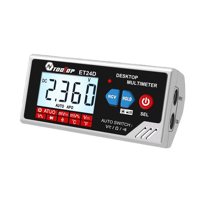 LinkMejor ET24D 6000 Counts True RMS Desktop Multimeter Auto-Recognition AC DC Voltage Tester Capacitance Temperature Continuity NCV Measurement LCD Backlit Rechargeable Lithium Battery Compact Design