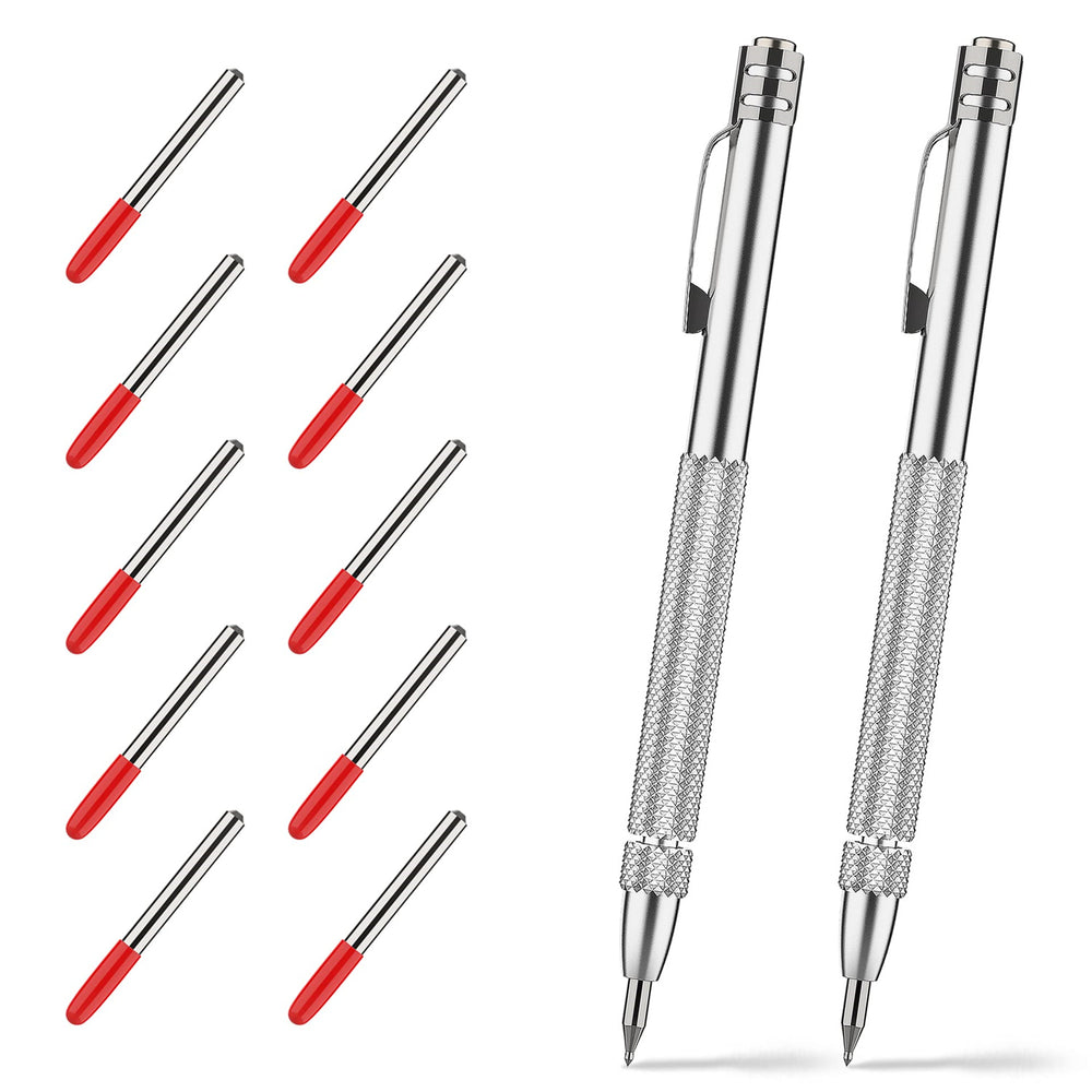 2PCS Tungsten Carbide Scriber with Magnet Engraving Pens with 10 Replacement Marking Tips for Glass/Ceramics/Metal Sheet