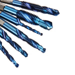 6Pcs M3-M10 1/4 Inch Hex Shank Metric Thread Blue Nano Coated HSS Drill and Tap Bits Screw Tap
