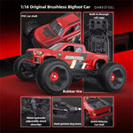 LinkMejor 1610 PRO RTR 1/16 2.4G 4WD 65km/h Brushless RC Car LED Light Full Proportional Off-Road Climbing Truck High Speed Large Foot Remote Control Vehicles Models Oil Filled Shocks Metal Dogbone Toys