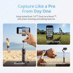 LinkMejor Osmo Mobile 8 Smartphone Gimbal Stabilizer 3-Axis Built-In Tracking Audio Light 10H Battery Extension Rod Tripod Vlog Kit