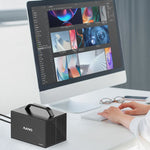 LinkMejor K35274D 4 Bay RAID External Hard Drive Enclosure with HD Port 3.5'' Type-C to SATA HDD SSD Enclosure Support 7 RAID Mode