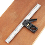 LinkMejor Adjustable 300mm Aluminum Alloy Combination Square 45 90 Degree Angle Scriber Steel Ruler Woodworking Line Locator Ruler DIY Carpenter Measuring Tool