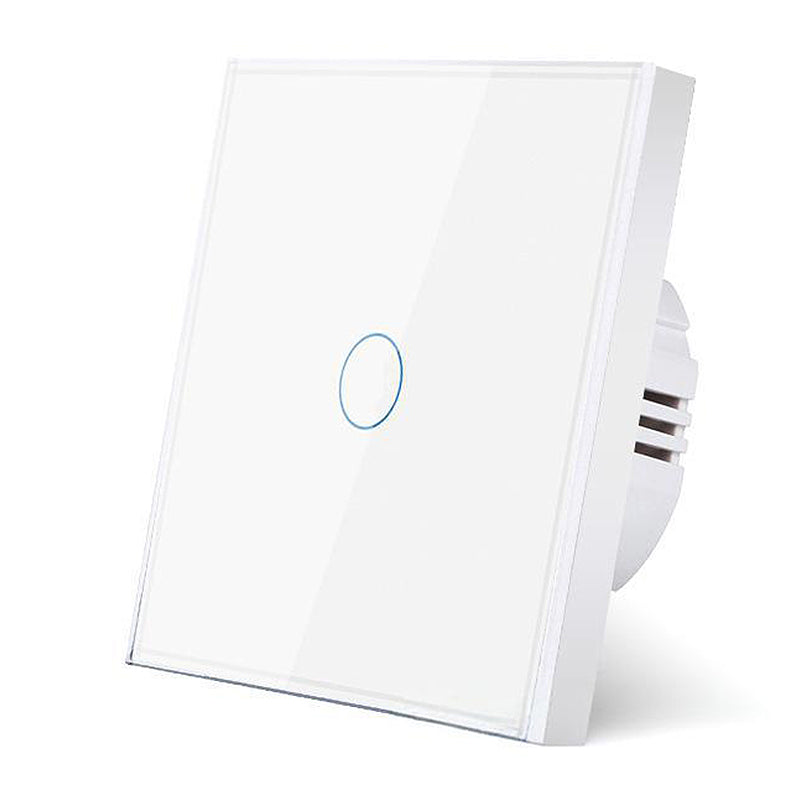 LinkMejor 1 Gang 86 Type Smart Wall Touch Switch Tempered Glass Panel Single Live Wire Waterproof Heat Resistant LED Indicator