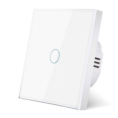 LinkMejor 1 Gang 86 Type Smart Wall Touch Switch Tempered Glass Panel Single Live Wire Waterproof Heat Resistant LED Indicator