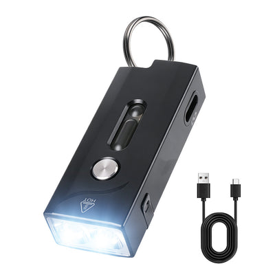 Bikight A1 Rechargeable Mini Keychain Flashlight 580 Lumen EDC Torch Magnetic Tail Type-C IP66 Aluminum Alloy for Camping Night Walking