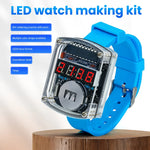 HU090 DIY LED Digital Watch Kit 0.28 Inch Red Display Silicone Strap 12/24 Hour Format Countdown Timer Acrylic Shell Battery Operated Beginner Soldering Practice