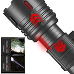 Super Bright Flashlight COB Side Light XHP70 30W LED USB-C with 26650 Battery 16000 Lumen Outdoor Emergency 6 Modes Zoomable Torch