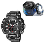 LinkMejor Men Sport Digital Dual Display Watch Multi-function LED Luminous Waterproof Date Week Alarm Wristwatch
