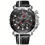 LinkMejor Men's Luxurious Fashion Quartz Watch Calendar Multifunction Waterproof Watch Chronograph Sport Wristwatch