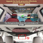 IPRee 30 Pockets Heavy Duty Car Ceiling Cargo Net Double-Layer Mesh Organizer for Trucks & SUVs, Perfect for Road Trips & Camping