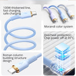 100W Type-C to Type-C Fast Charging Cable 6A Super Charge Silicone USB-C Data Cable for Android Phones 1m 2m