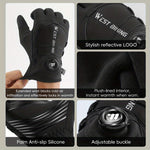 WEST BIKING Self-locking Cycling Gloves Windproof Warm Fleece Sports Gloves Waterproof Flip-on Touchscreen Non Slip Skiing Gloves