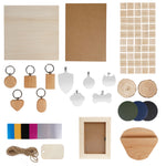 LinkMejor Laser Engraving Materials Pack Wood/Leather/Stainless Stain/Kraft cardboard for Laser Engraving Laser Cutting