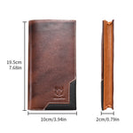 LinkMejor Genuine Leather Men’s Long Wallet Large-capacity Coin Purse RFID Blocking Credit Card Holder Multifunctional Handbag Clutch Wallet