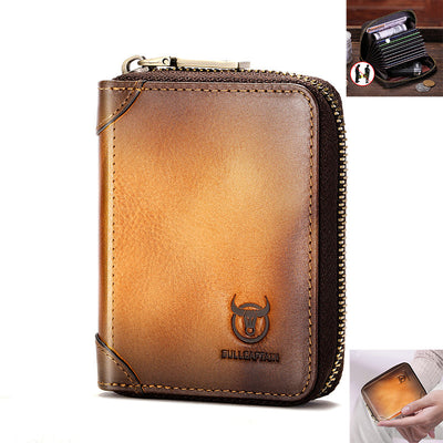 LinkMejor Men's Genuine Leather Wallet 11 Card Slots Credit Card Holder Mens Casual Business Coin Purse Bag Multifunctional RFID Anti-theft Card Bag