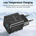 BK-315 PD25W 2-Port USB PD Charger USB-A+USB-C PD QC3.0 Fast Charging Wall Charger Adapter EU Plug for iPhone 16 16 Pro 15 Pro Max 14 13 for Huawei Mate 70 Pro for Xiaomi 15pro