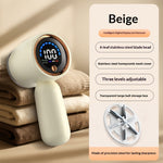 Tevorex Household Intelligent Electric Lint Remover LCD Digital Display USB Charging Portable Fabric Shaver with 6 Blade Cutter Head for Home Use