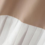 LinkMejor Fashion Style Womens Temperament Pleats Splicing Dresses Ladylike Short Sleeved Mini Contrast Dress