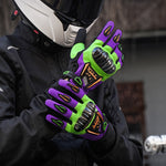 OnesAgain MG45P Winter Motorcycle Gloves Waterproof Anti-Slip Touchscreen Carbon Fiber Protective Riding Gear Purple Black