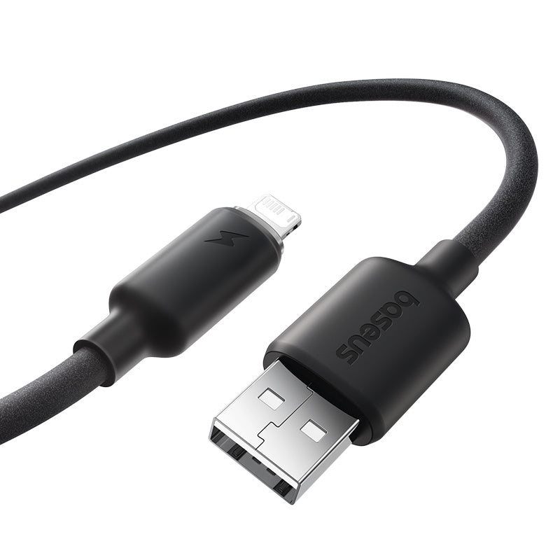 Baseus Foamed Silicone Series 2.4A USB-A to iP Cable Fast Charging Data Transmission Copper Core Line 1M/2M Long for iPhone 14 14 Pro 13 12 Pro Max for iPad Pro