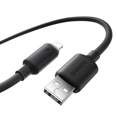 Baseus Foamed Silicone Series 2.4A USB-A to iP Cable Fast Charging Data Transmission Copper Core Line 1M/2M Long for iPhone 14 14 Pro 13 12 Pro Max for iPad Pro