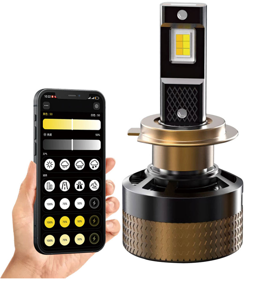 LinkMejor Car LED Headlight IP68 Waterproof Bluetooth 5.0 APP Control Color Temperature Adjustment Automotive Headlights