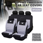 3D Tyre Embossed Car Seat Covers Full Set Airbag Compatible Breathable Fabric Universal Fit for Cars SUVs Sedans Trucks Easy Installation