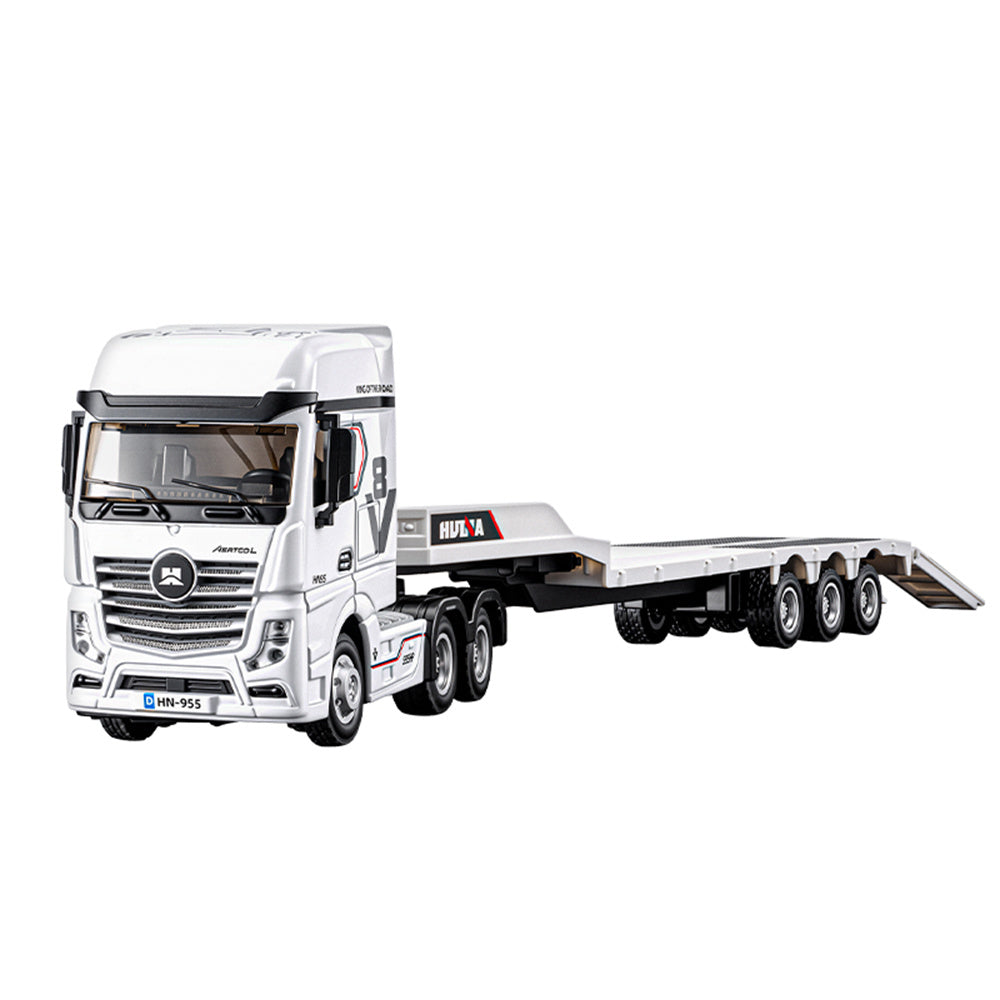 Huina Toys 9901 1/64 2.4G 12CH RC Car Flatbed Tractor Trailer Truck Cool LED Light Full Proportional Two Speed Remote Control RTR Vehicle Models Toys