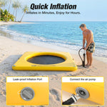 Warmounts Inflatable Floating Island Water Hammock with Mesh Center Non-Slip Floating Mat Bathing Platform for Lake Pool Sea Swimming Platform for Adults and Dogs Includes Pump Bag and Rope