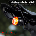 WEST BIKING 80LM Smart Dynamic Brake Sensing Bicycle Taillight 400mAh Battery Type-C Fast Charging IP65 Waterproof Vibration-sensing Bike Rear Light for MTB Night Cycling