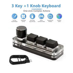 3 Key RGB Mechanical Keyboard Type-C Customizable Programmable Shortcut Macropad Rotary Encoder Gaming Keypad Computer Laptop Tablet Mobile Compatible