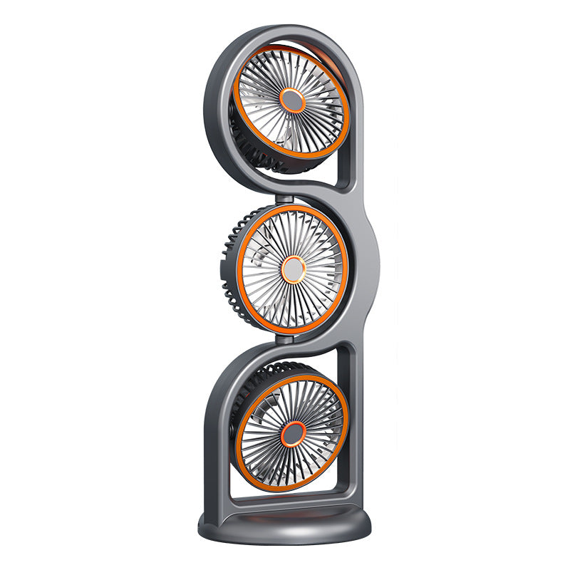 Tevorex Three Head Desktop Portable Fan 360°Rotation Oscillation Multi-Angle Adjustment USB Rechargeable Cooling Efficiency Silent Fan for Home Office