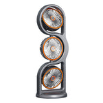 Tevorex Three Head Desktop Portable Fan 360°Rotation Oscillation Multi-Angle Adjustment USB Rechargeable Cooling Efficiency Silent Fan for Home Office