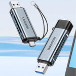 LinkMejor CRS22 USB3.2Gen1 Card Reader USB-A&Type-C Dual Interface OTG Adapter Dongle 5Gbps High Speed SD/TF Dual Slot for Smartphone Laptop Plug and Play